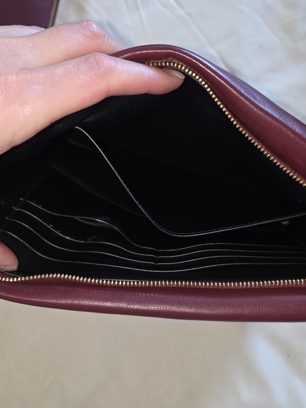 Yves Saint Laurent Leather Puffy Pouches In Liquid Black And Calypso - Picture 8 of 10